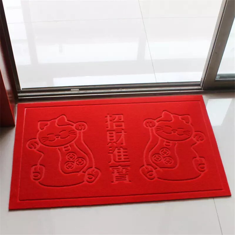 Alfombrilla antideslizante para interiores personalizada, felpudo de bienvenida para entrada, alfombra roja de poliéster en relieve
